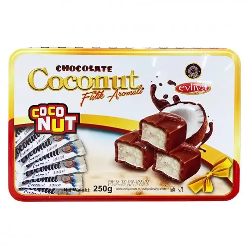 Kẹo hộp thiếc coconut candy hộp thiếc 250g 
