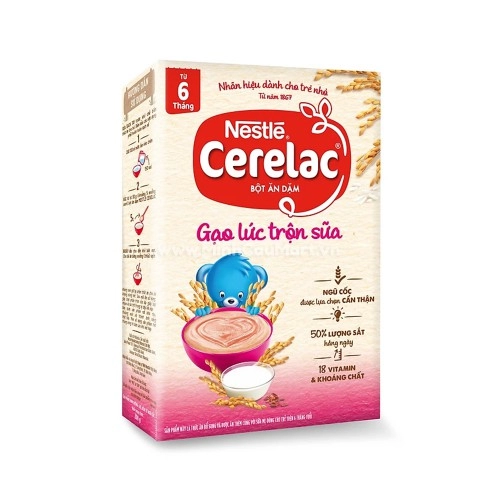 Bột ăn dặm vị gạo lức trộn sữa Nestle Cerelac 200gr