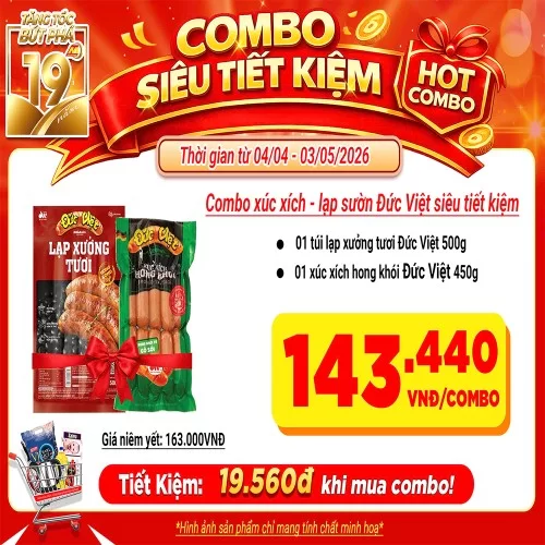 Combo xúc xích - lạp sườn Đức Việt siêu tiết kiệm                                                                                                                                                                                                         