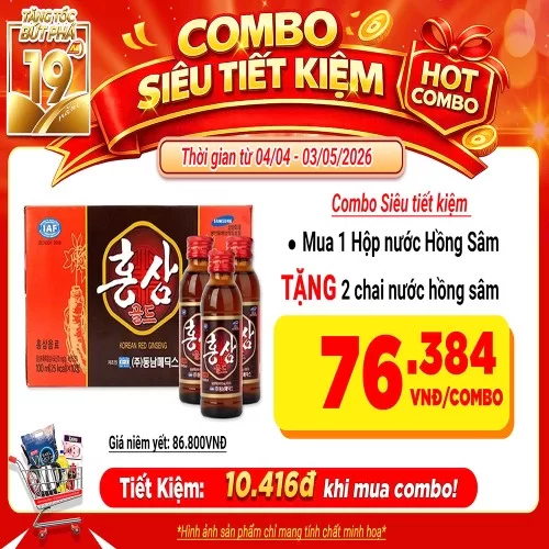 Combo Siêu tiết kiệm (1 Hộp nước Hồng Sâm, tặng 2 chai nước hồng sâm)