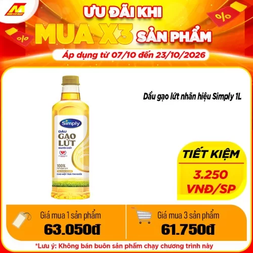 Dầu gạo lứt nhãn hiệu Simply 1L   