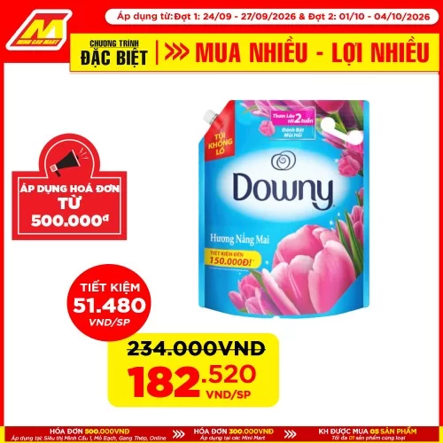 Nước Xả Vải Downy Nắng Mai Túi 3L