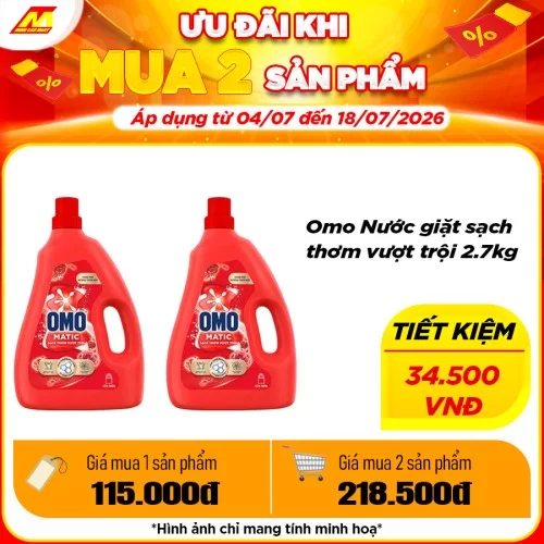 Omo Nước giặt sạch thơm vượt trội 2.7kg