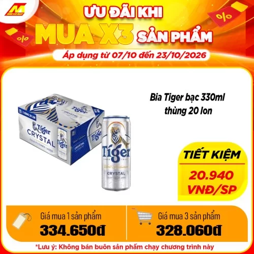 Bia tiger bạc 20 lon/thùng