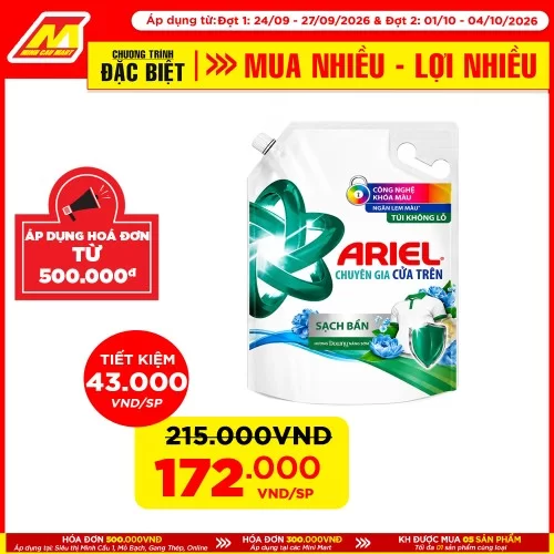 Nước giặt Ariel Matic Cửa Trước Bung Toả Đam Mê 3.1l