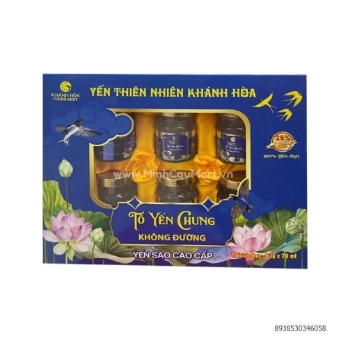 Yến sào Khánh Hòa cao cấp 25% hộp 6 lọ Không Đường