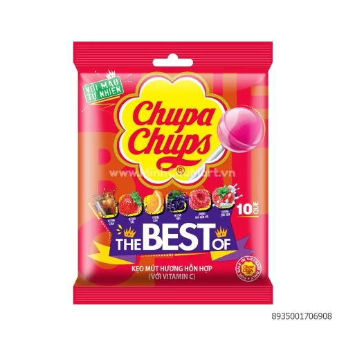 Kẹo mút Chupa Chups hương trái cây hỗn hợp Gói 10 Que 