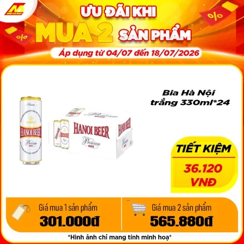 Thùng 24 Lon Bia Hà Nội Lon Cao Cấp 330ml