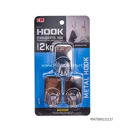 Vỉ móc treo đồ bằng sắt hiệu KM loại 3 móc/ vỉ No 213                                                                                                                                                                                                     