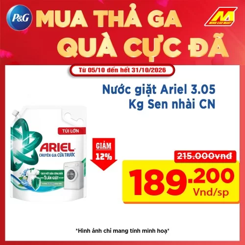 Nước giặt Ariel Matic Cửa Trước Bung Toả Đam Mê 3.1l