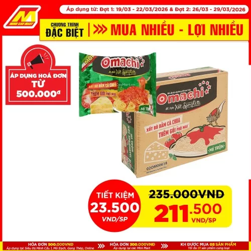 Mì dinh dương khoai tây Omachi trộn xốt Spaghetti 90g 30 gói/thùng                                                                                                                                                                                        