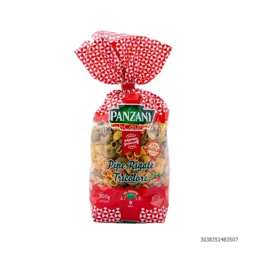 Nui cọng lớn rau củ quả Pipe tricolore Panzani gói 500g 