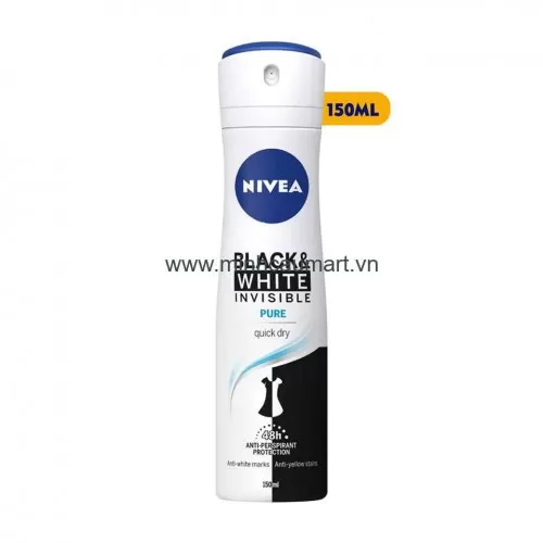 Xịt Khử Mùi Nivea Nivea Black & White Invisible Pure 150ml