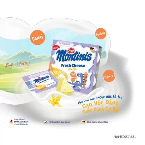Phô mai tươi Zott Montinis hương Vanilla 55g ( vỉ 4hộp)        Phô mai tươi Zott Montinis hương Vanilla 55g ( vỉ 4hộp)