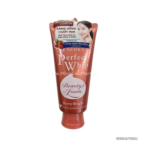 Sữa rửa mặt dưỡng da sáng hồng Senka Perfect Whip Berry Bright 100g