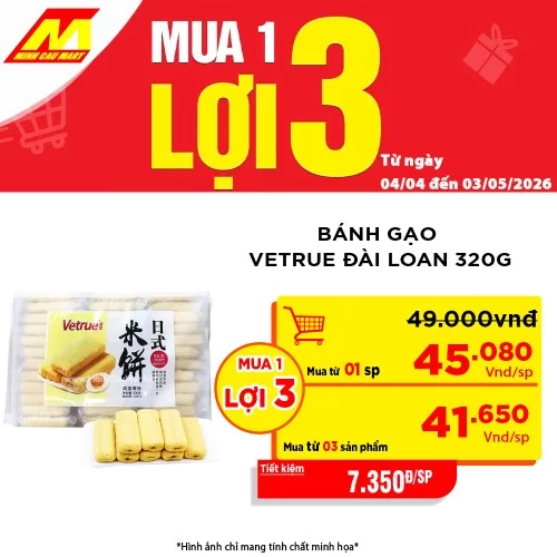 Bánh gạo Vetrue ĐL 320g