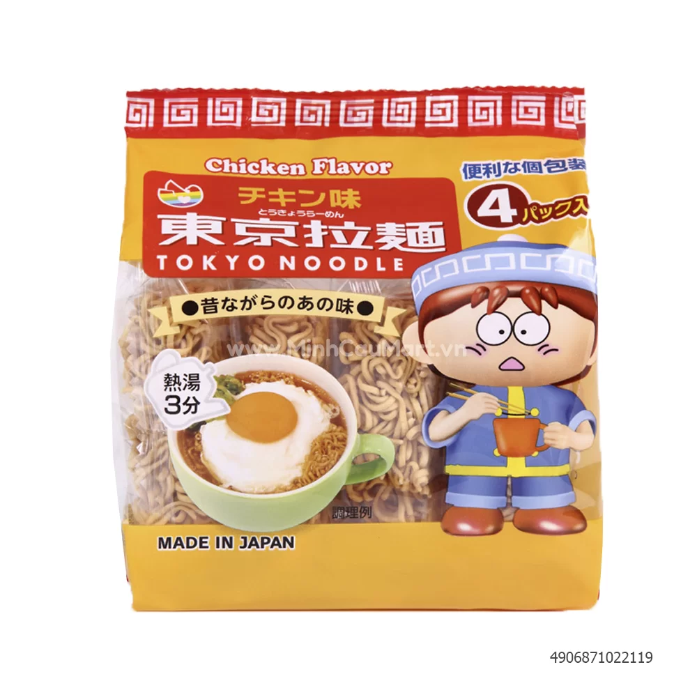 Lốc 4 gói mì ramen ăn liền Tokyo Noodle vị gà Chicken Flavor 112g
