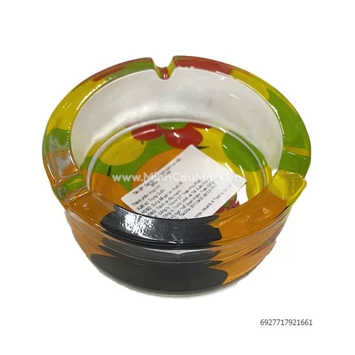 Gạt tàn thuy tinh tron hoa màu 95mm JY305A