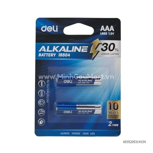 Pin kiềm điều khiển Deli 18504 AAA-2(vỉ 2 quả) 