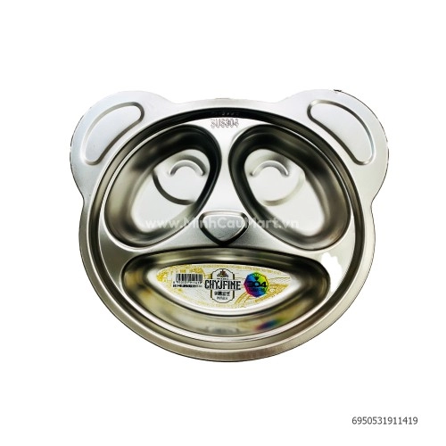 Khay phần inox 3 ngăn hình gấu TF141