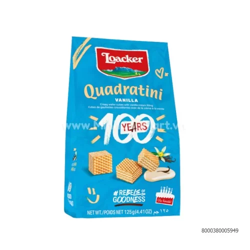 Bánh xốp Loacker Quadratini Vanilla 125g Bánh xốp Loacker Quadratini Vanilla 125g