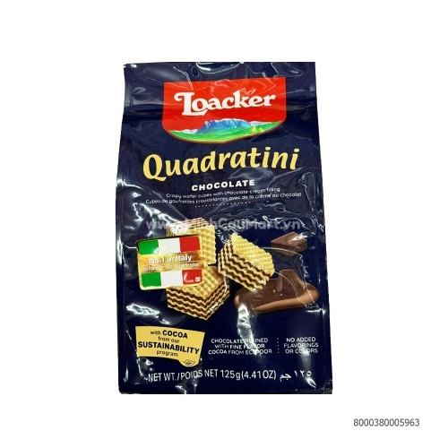 Bánh Xốp Loacker Quadratini Chocolate 125gr Bánh Xốp Loacker Quadratini Chocolate 125gr
