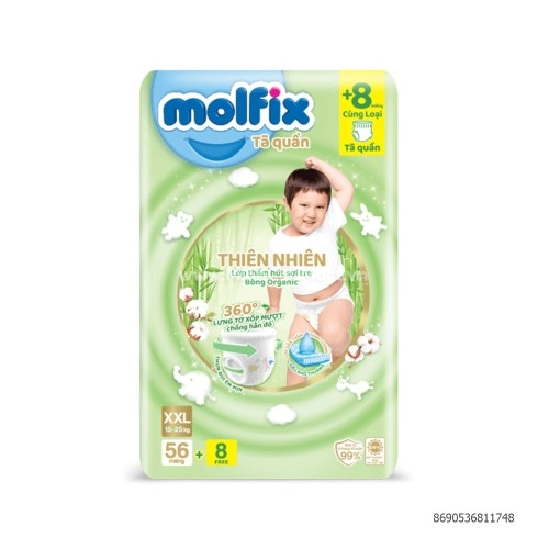 Tã Quần Molfix Thiên Nhiên Size XXL 56 Miếng (15-25kg) Tã Quần Molfix Thiên Nhiên Size XXL 56 Miếng (15-25kg)