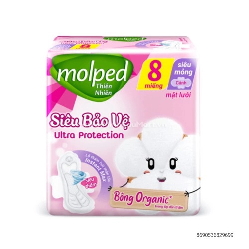 Băng Vệ Sinh Molped Tự Nhiên Siêu Bảo Vệ Siêu Thấm Siêu Mỏng Cánh 23 cm 8 Miếng Băng Vệ Sinh Molped Tự Nhiên Siêu Bảo Vệ Siêu Thấm Siêu Mỏng Cánh 23 cm 8 Miếng