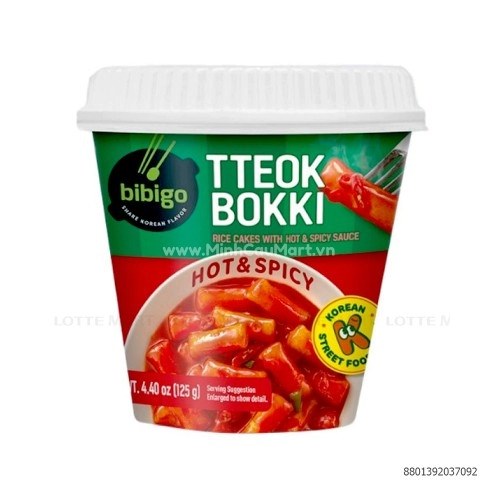 Bánh gạo xốt cay nồng TTeokbokki cốc 25g Bánh gạo xốt cay nồng TTeokbokki cốc 25g