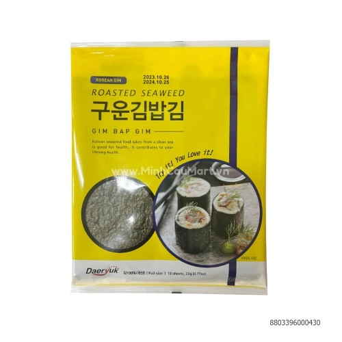 Lá kim cuộn cơm Daeryuk Roastad Gimbap Gim Laver 22g Lá kim cuộn cơm Daeryuk Roastad Gimbap Gim Laver 22g