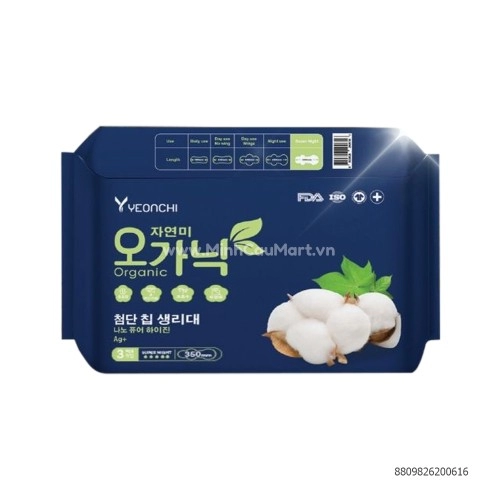 Băng Vệ Sinh Yeonchi Organic Super Night 35cm 3 Miếng Băng Vệ Sinh Yeonchi Organic Super Night 35cm 3 Miếng