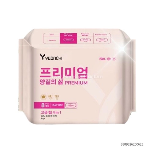 Băng Vệ Sinh Yeonchi Premium Không Cánh 8 Miếng Băng Vệ Sinh Yeonchi Premium Không Cánh 8 Miếng