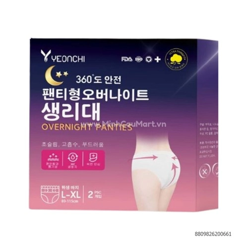Băng vệ sinh dạng quần Yeonchi siêu mỏng bảo vệ 360đ size L/XL 2M
