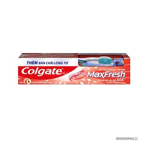 Kem đánh răng Colgate Maxfresh Hương Đào Mát Lạnh 225g tặng Bàn Chải Lông Tơ Kem đánh răng Colgate Maxfresh Hương Đào Mát Lạnh 225g tặng Bàn Chải Lông Tơ