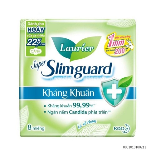 Băng Vệ Sinh Siêu Mỏng Có Cánh 8 Miếng Kháng Khuẩn Slimguard 8M Băng Vệ Sinh Siêu Mỏng Có Cánh 8 Miếng Kháng Khuẩn Slimguard 8M