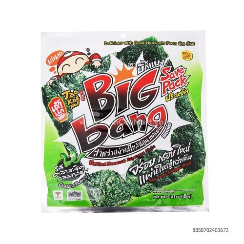 Snack rong biển giòn vị truyền thống Tao Kae Noi Big Bang gói 6g Snack rong biển giòn vị truyền thống Tao Kae Noi Big Bang gói 6g