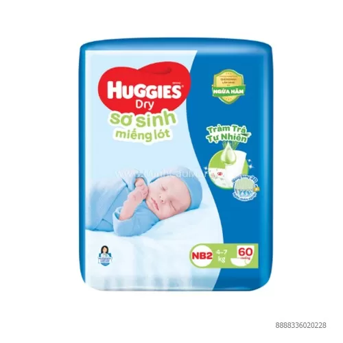Miếng Lót Huggies NB2 60 miếng Cho Bé Từ 4 - 7kg 