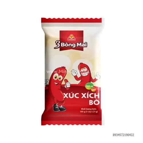 Xúc xích tiệt trùng 3 bông mai Vissan 21Gr  Xúc xích tiệt trùng 3 bông mai Vissan 21Gr