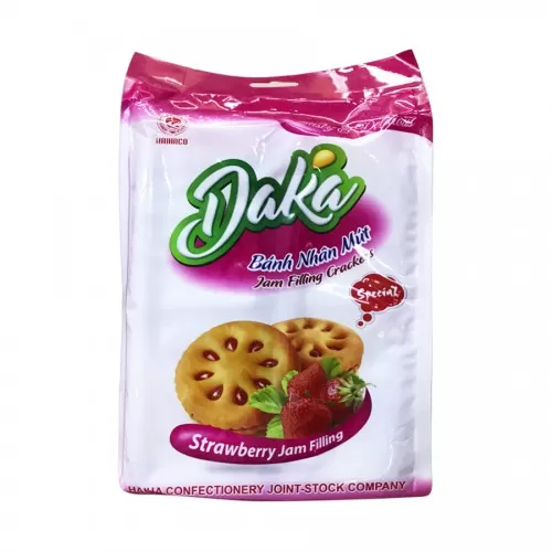 Bánh Daka nhân mứt 208gr hương dâu tây  Bánh Daka nhân mứt 208gr hương dâu tây