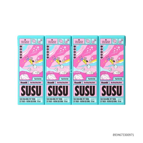 SỮA CHUA UỐNG TIỆT TRÙNG SU SU VINAMILK  CÓ THẠCH- HƯƠNG KẸO BÔNG 170ML                                                                                                                                                                                   