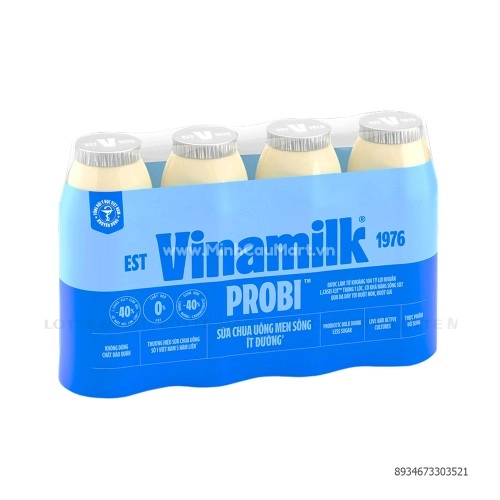 Sữa Chua Uống Men Sống Probi Vinamilk Ít Đường 130ML * 4 Chai Sữa Chua Uống Men Sống Probi Vinamilk Ít Đường 130ML * 4 Chai