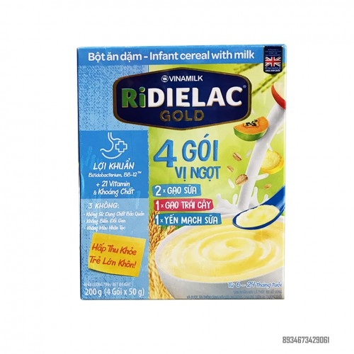 Bột Ăn Dặm Rielac Golg 3 Vị Ngọt HG 200Gr 
