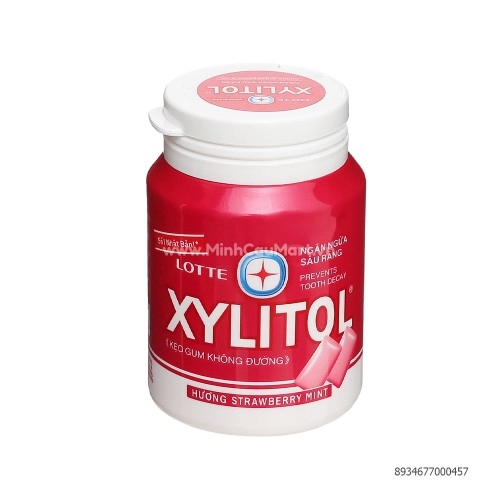 Kẹo Gum Xylitol Không Đường Hương Strawberry Mint Hũ 58g Kẹo Gum Xylitol Không Đường Hương Strawberry Mint Hũ 58g
