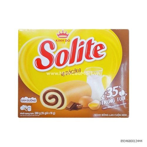 Bánh Bông Lan Solite Cuộn Kem Vị Socola 288g Bánh Bông Lan Solite Cuộn Kem Vị Socola 288g