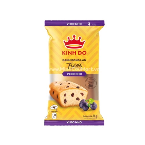Bánh Bông Lan Tươi Vị Bơ Nho 38g Kinh Đô