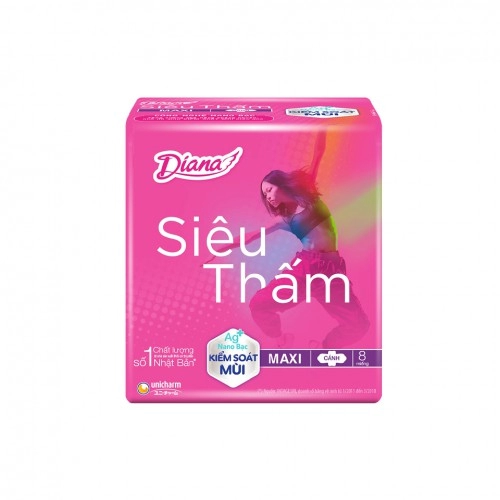 Băng Vệ Sinh Diana Siêu Thấm Có Cánh 8 Miếng  Băng Vệ Sinh Diana Siêu Thấm Có Cánh 8 Miếng
