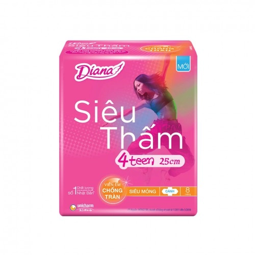 Băng Vệ Sinh Diana 4 Teen Mỏng 8 Miếng