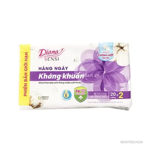BVS Diana Sensi Kháng Khuẩn Hàng Ngày 20 Miếng BVS Diana Sensi Kháng Khuẩn Hàng Ngày 20 Miếng