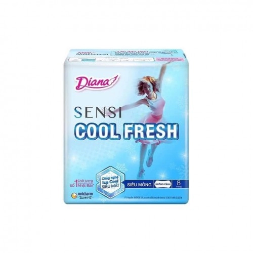 Băng Vệ Sinh Diana Sensi Cool Fresh Siêu Mỏng Không Cánh 8 Miếng