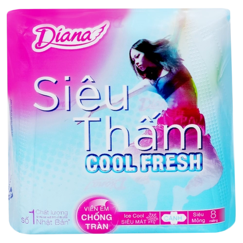BVS Diana Siêu Thấm Cool Fresh Có Cánh 8 Miếng  BVS Diana Siêu Thấm Cool Fresh Có Cánh 8 Miếng